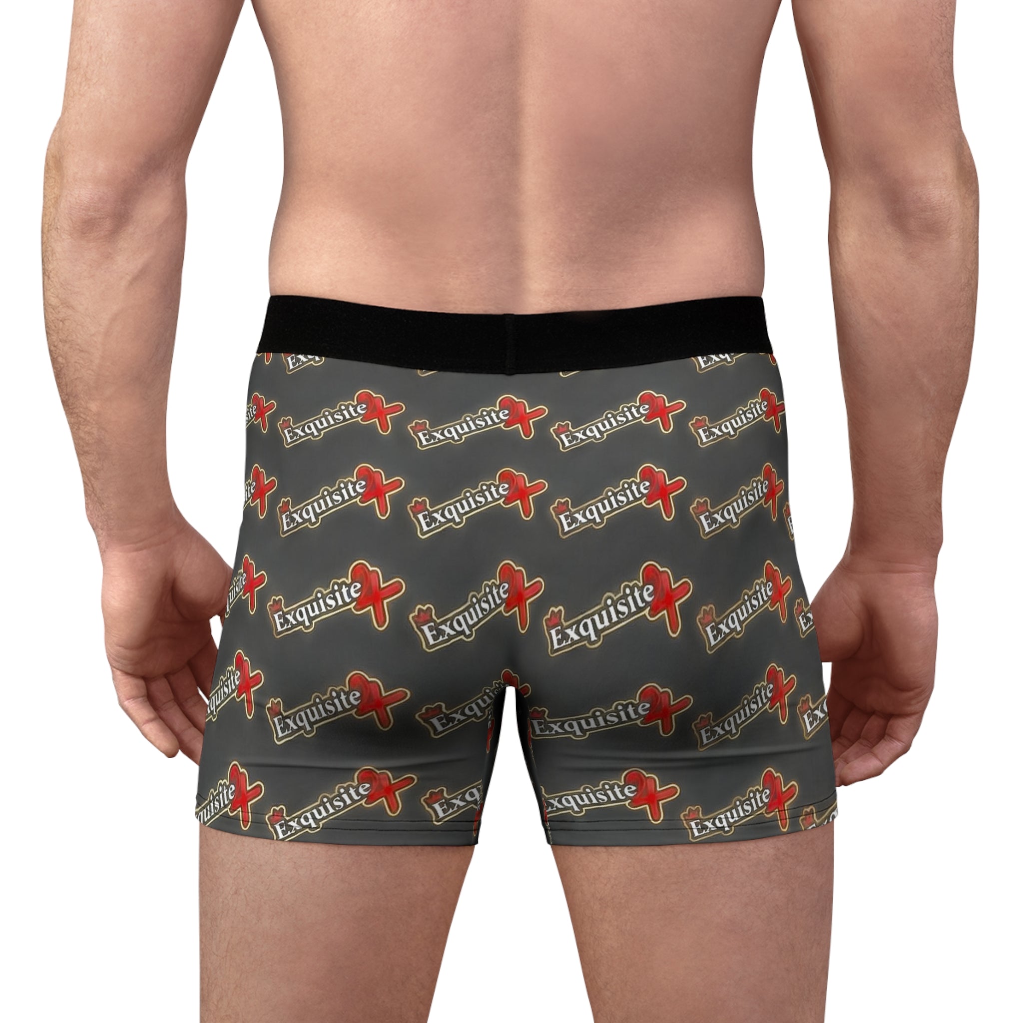 Exquisite 24 Boxer Briefs — Grey All-Over Logo Print