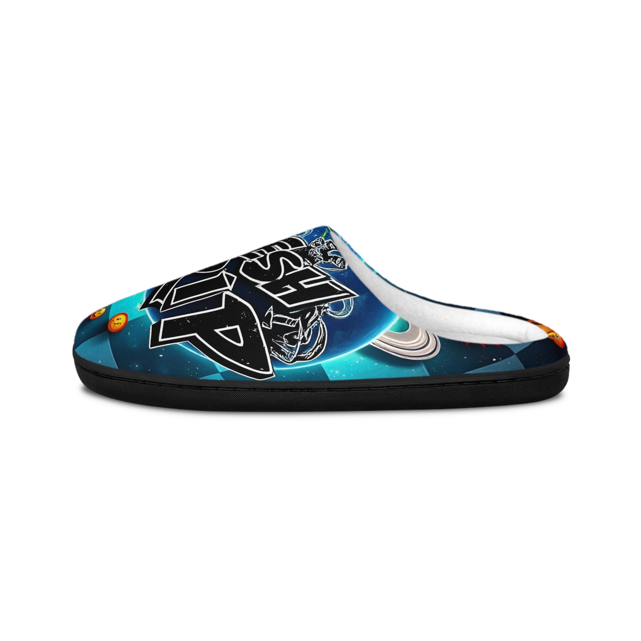 Graffiti Fresh Drip Men's Indoor Slippers — Blue Street Art Cozy House Shoes