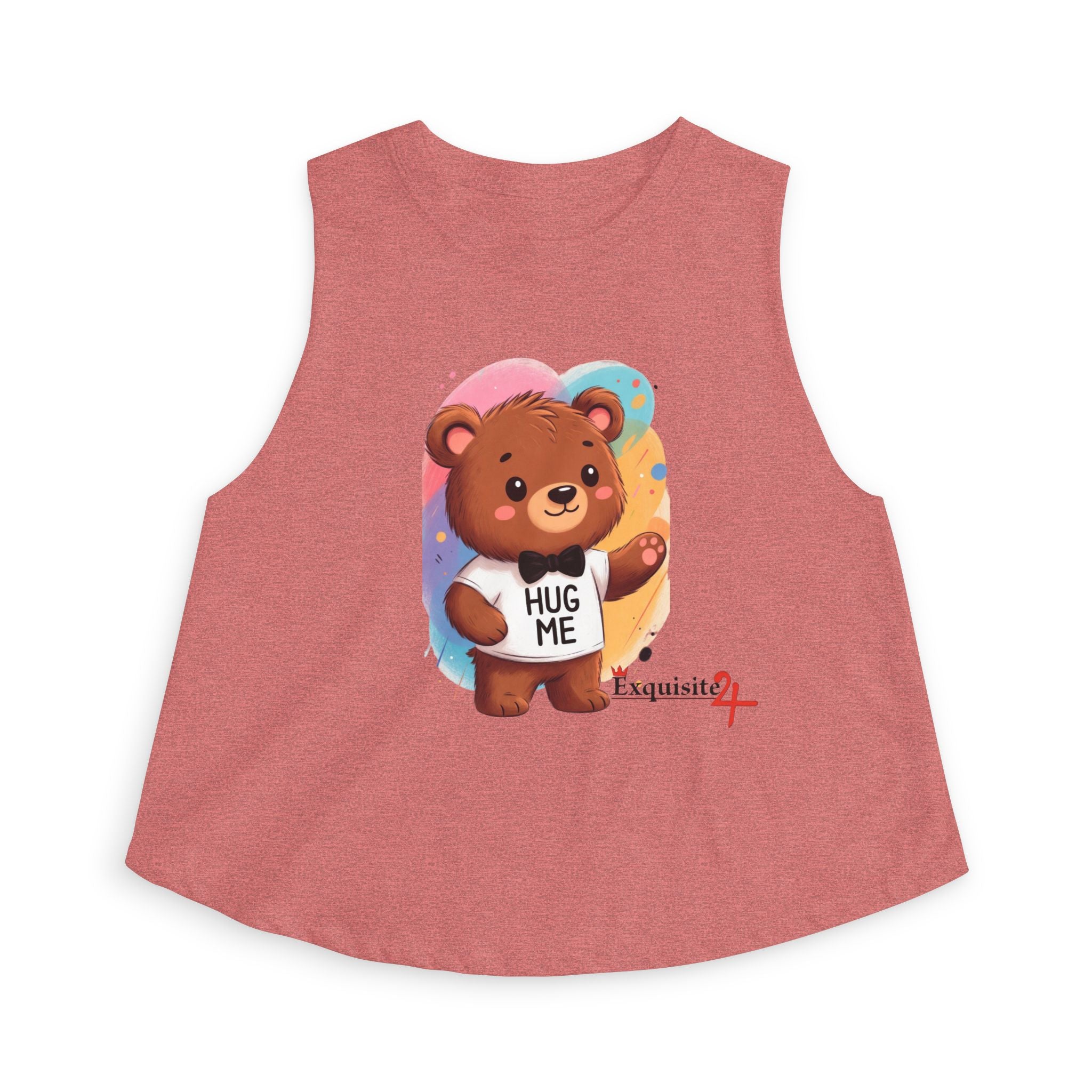 Hug Me Bear Crop Top — Cute Teddy Graphic Women's Tank