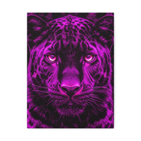 Purple Neon Panther Stretched Canvas – Vibrant Wall Art for Modern Rooms