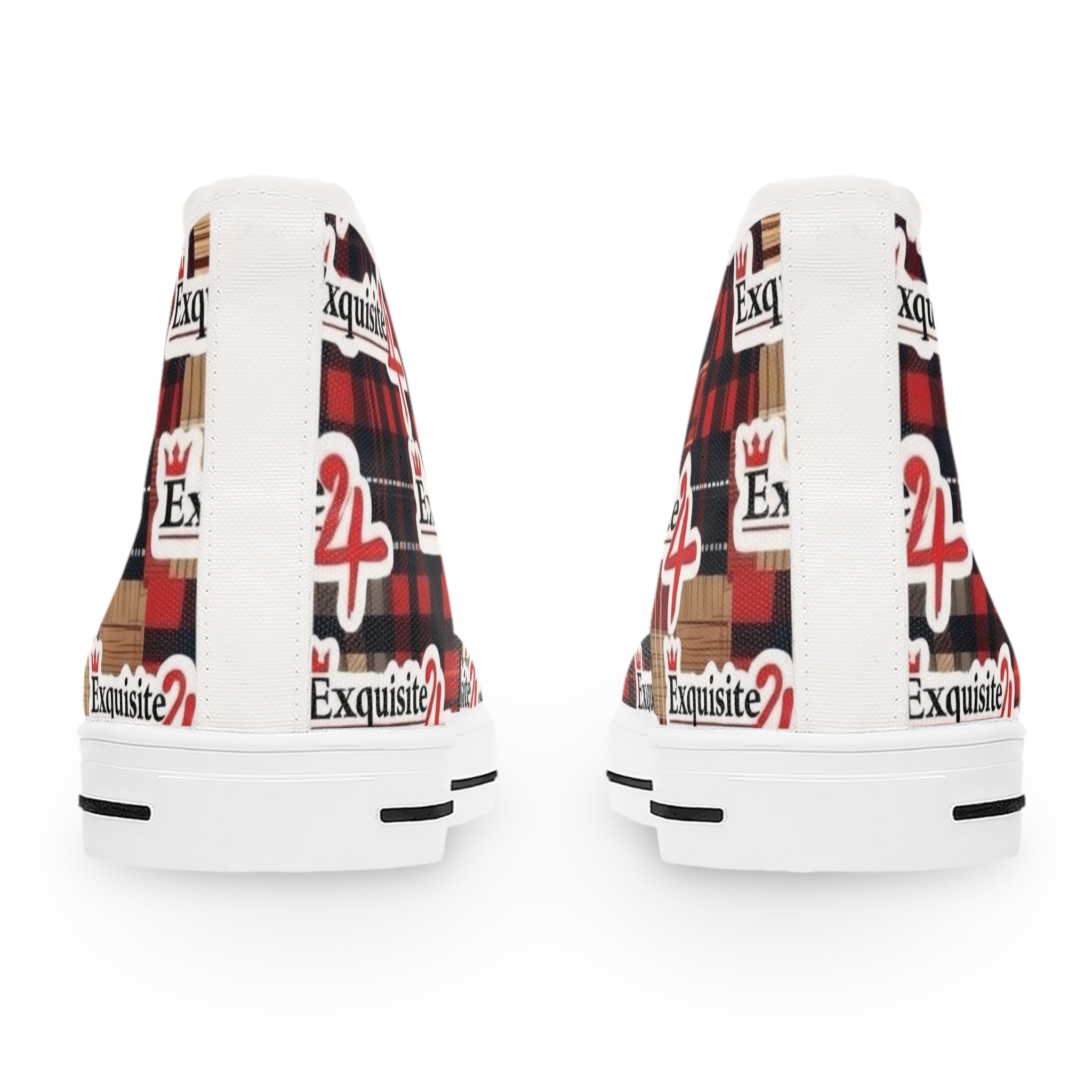 Plaid 'Exquisite 24’ High Top Sneakers — Women's Casual Retro Streetwear
