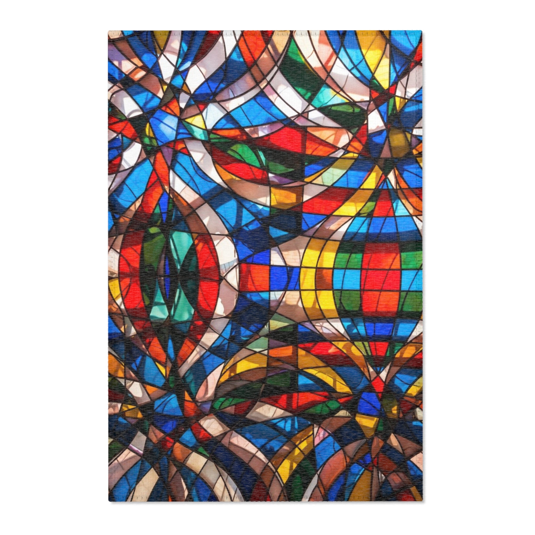 Stained Glass Mosaic Area Rug — Vibrant Geometric Decorative Floor Mat