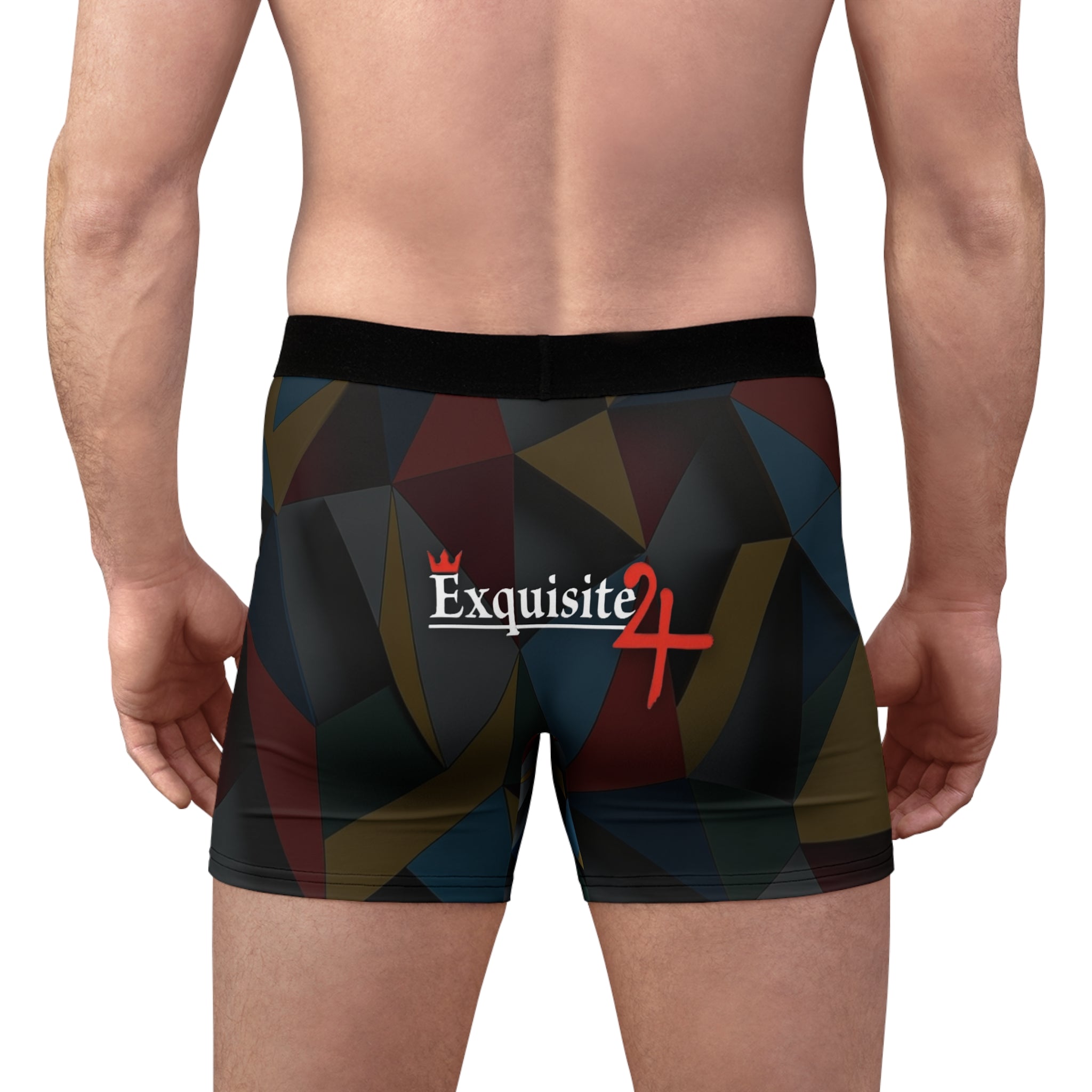 Geometric Color-Block Boxer Briefs — Exquisite Logo All-Over Print
