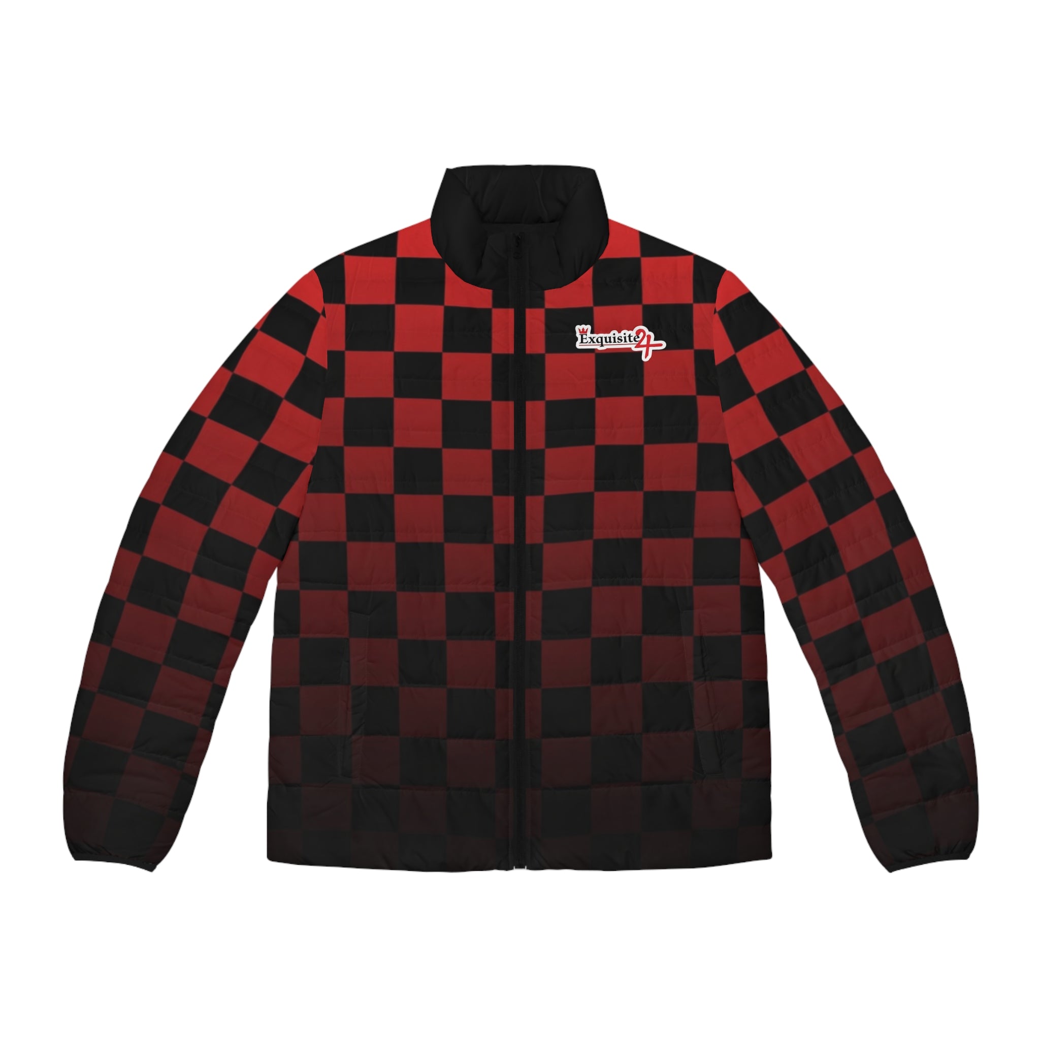 Red & Black Checker Puffer Jacket