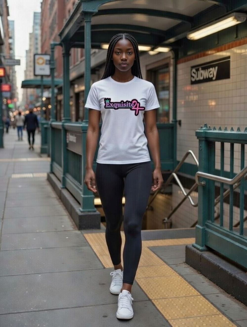 Exquisite 24 Sticker Logo Women's Graphic Tee – Neon Dream