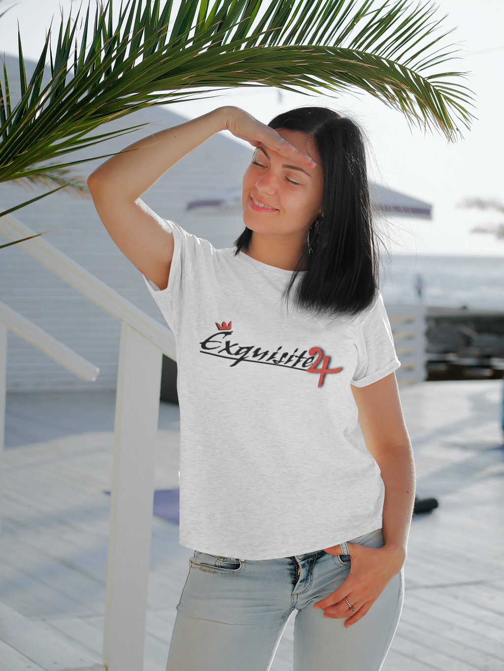 Cursive Exquisite 24 Red Accent Logo Women's Graphic Tee
