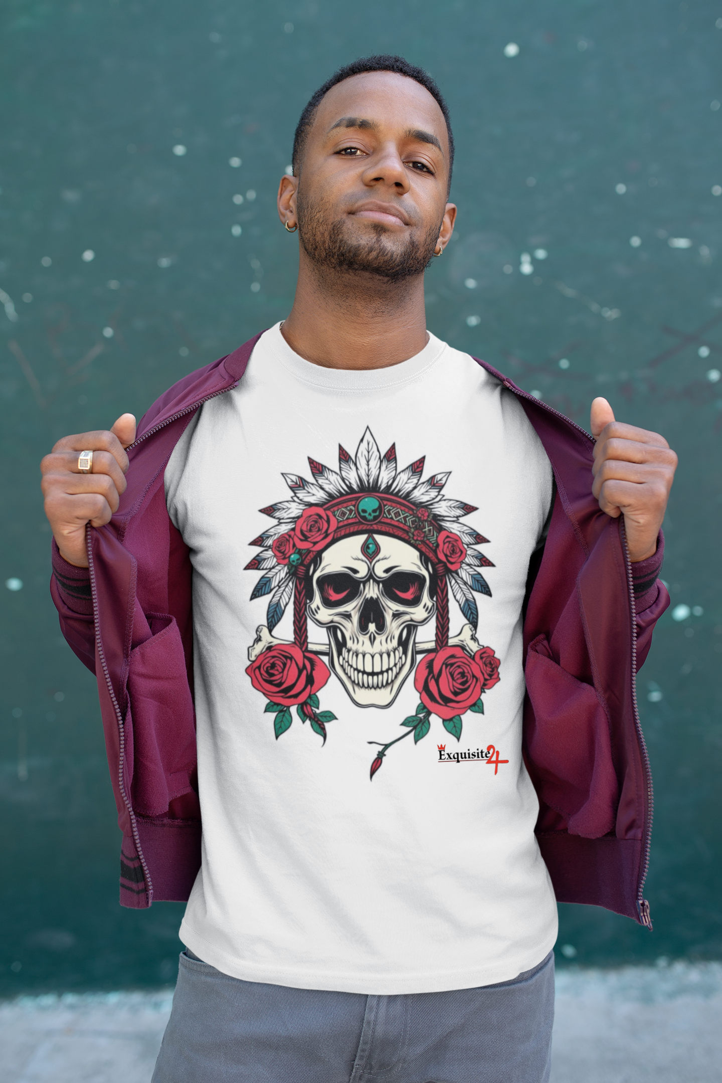 Rose Warrior Skull Graphic Tee