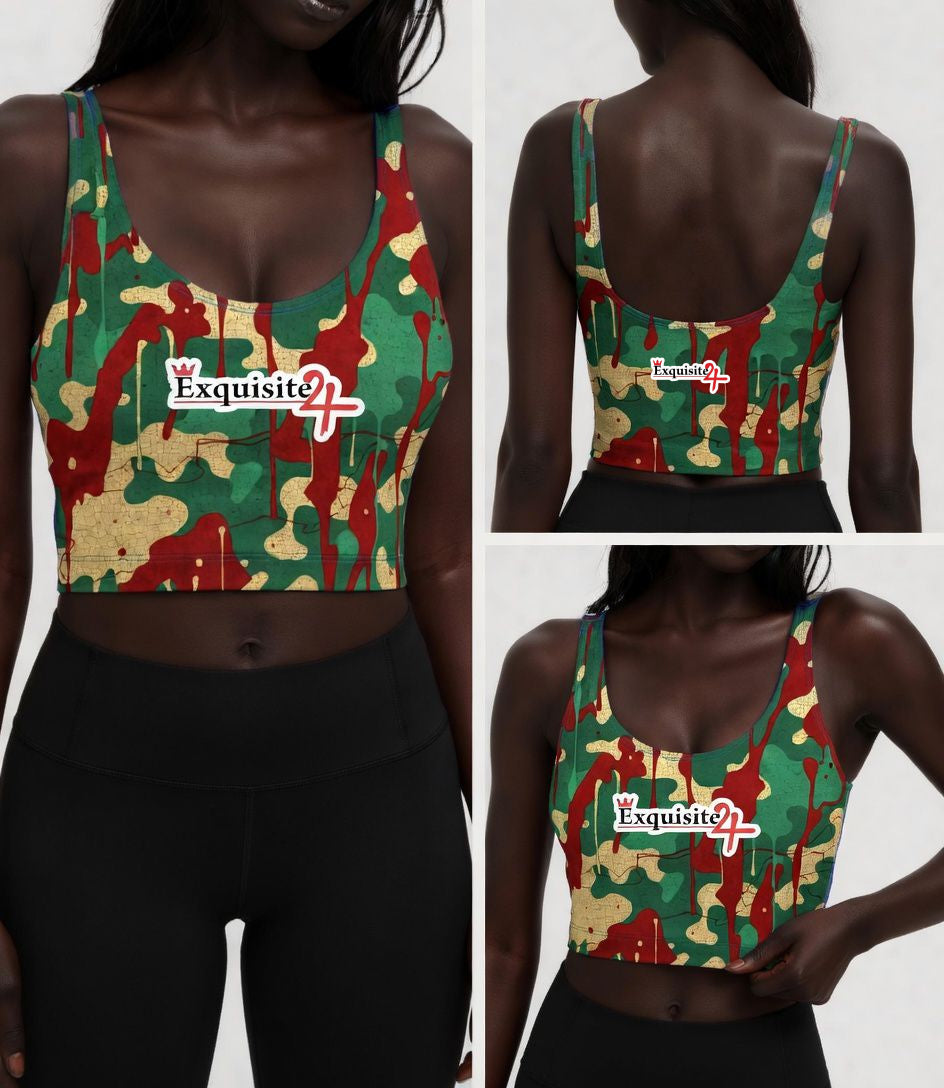Green Gold Camo 'Exquisite 24' Sports Bra