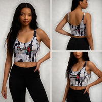 Camo 'Exquisite 24' Sports Bra — Black & Gray All-Over Print