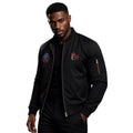 E24 Blue Roses and Red Jewel Patch Bomber Jacket