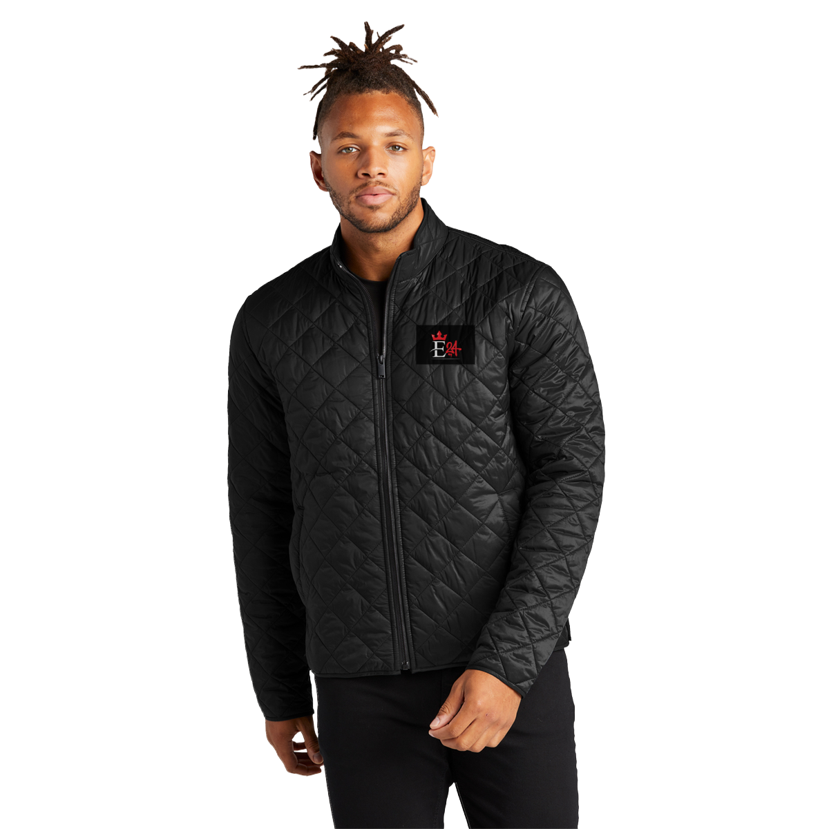 E24 Embroidered Quilted Men's Full-Zip Jacket