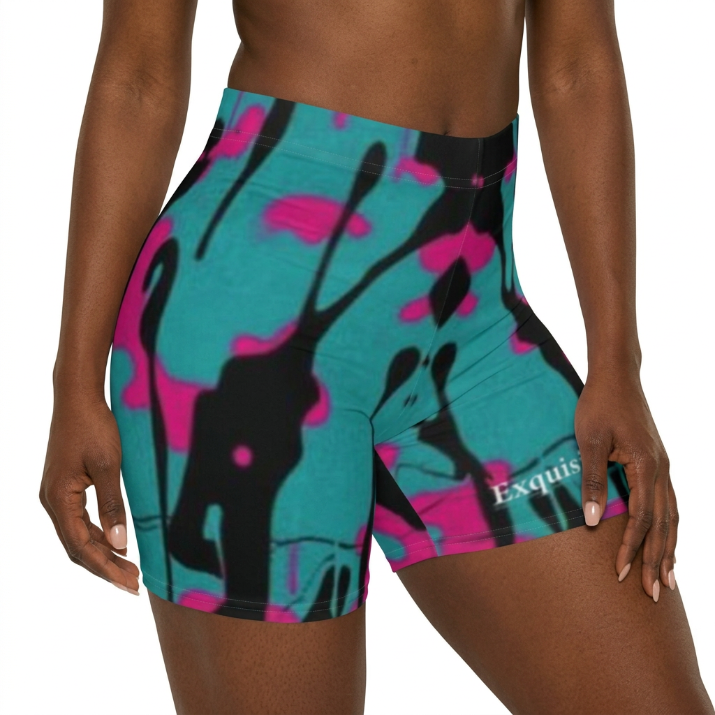 Teal & Magenta Drip Biker Shorts