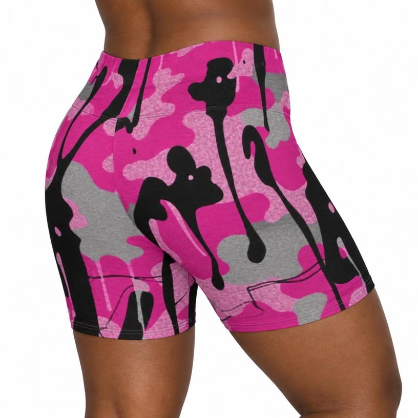 Pink Camo Drip Biker Shorts