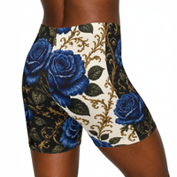 Blue Rose Baroque Biker Shorts