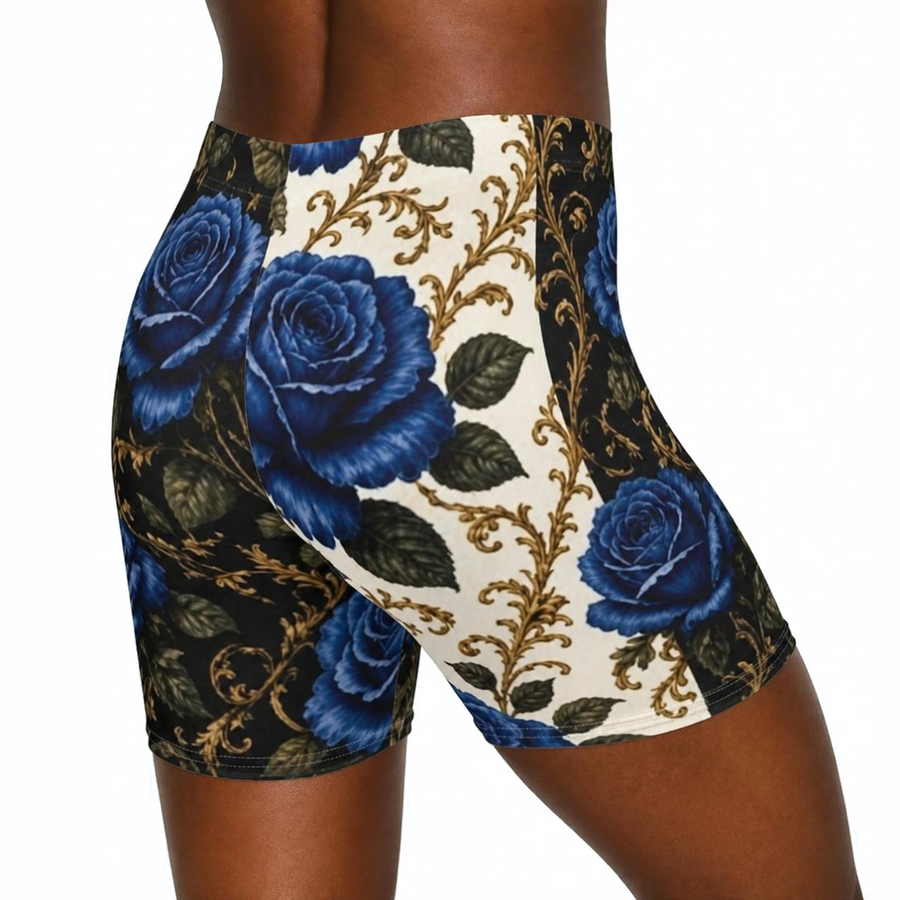 Blue Rose Baroque Biker Shorts