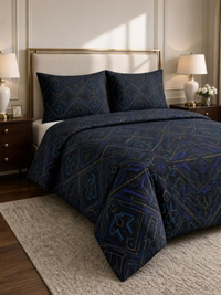 Dark Geometric Cotton Duvet Cover Set