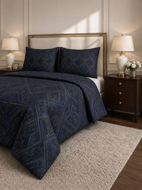 Dark Geometric Cotton Duvet Cover Set