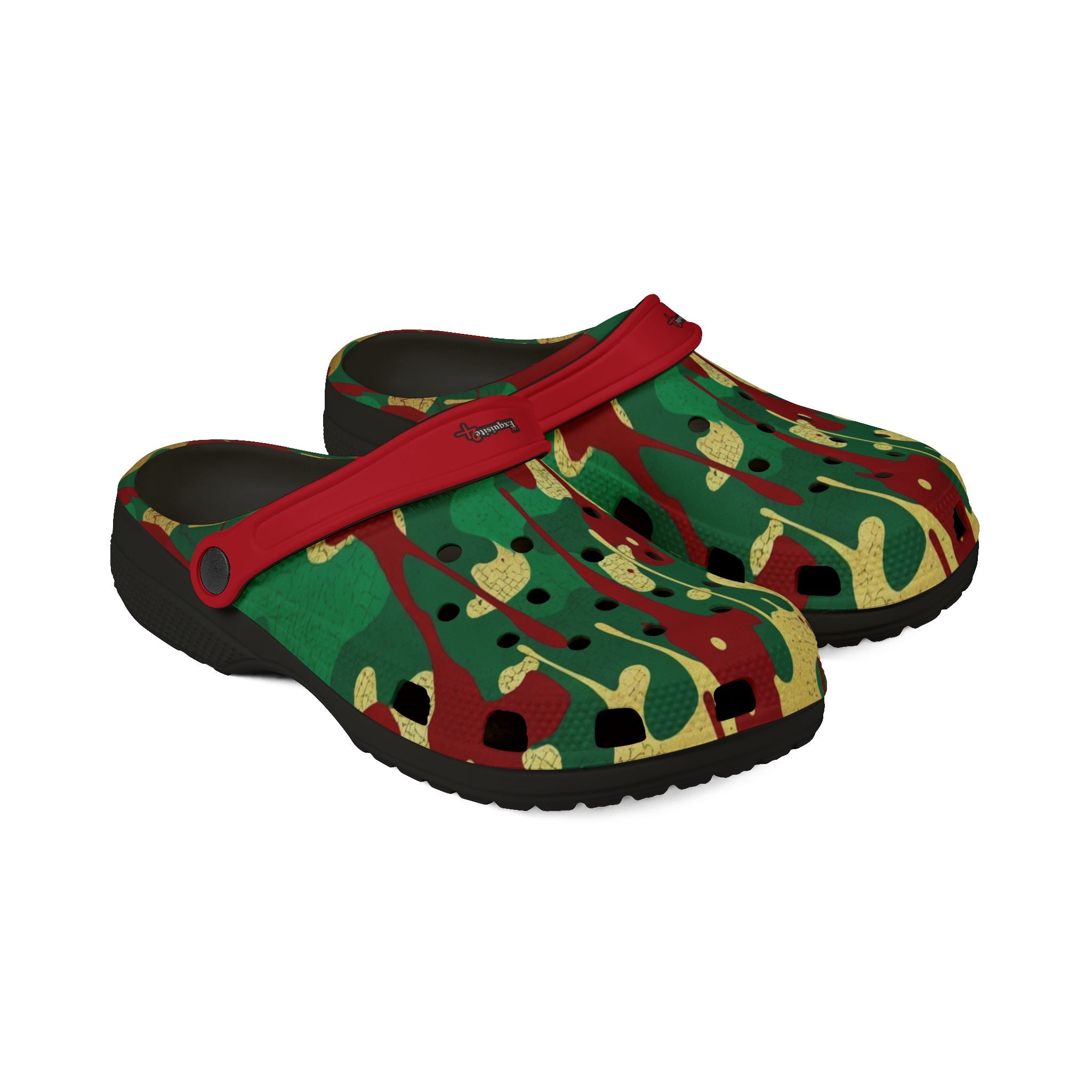 Green, Red, & Gold Camo EVA Foam Clogs