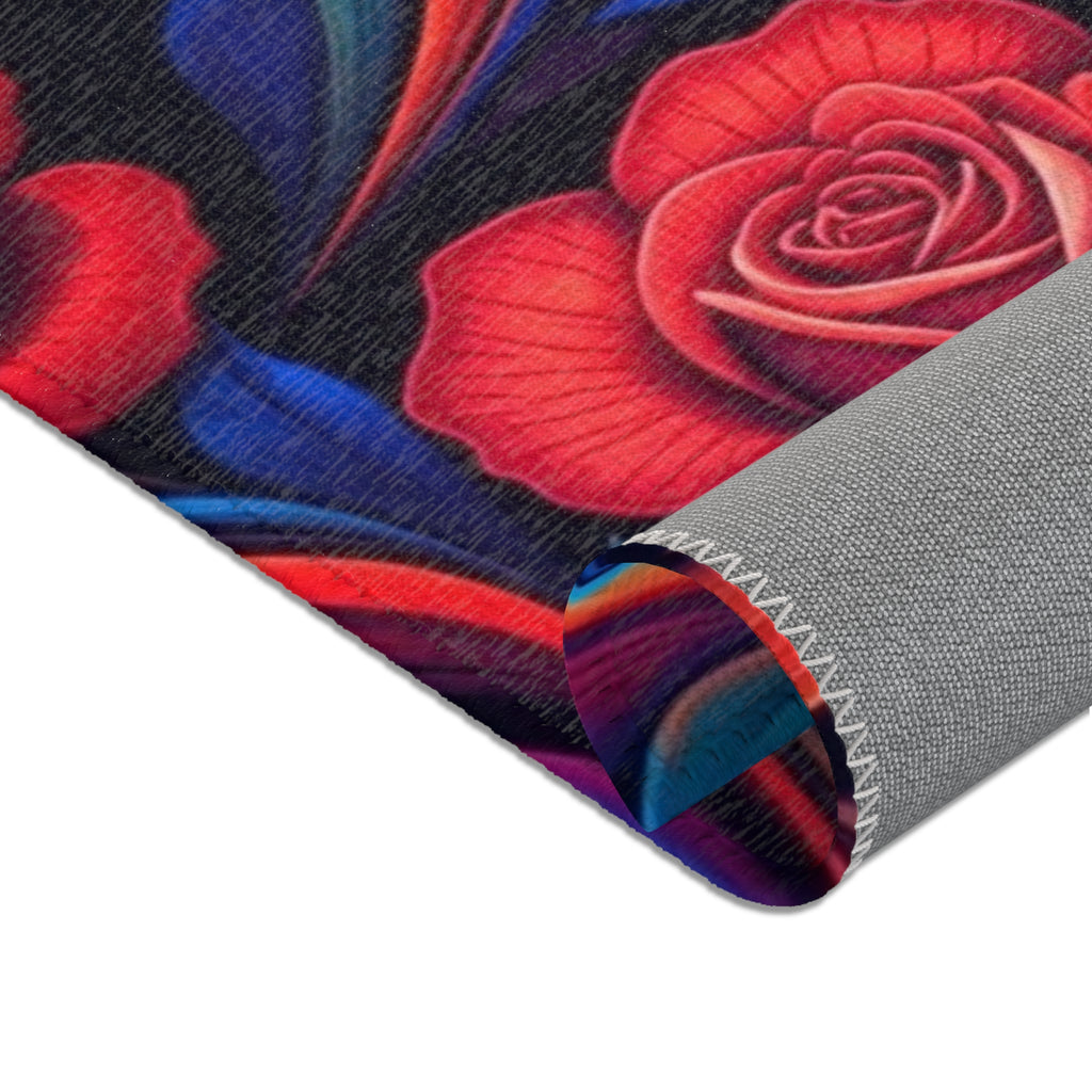 Vibrant Floral Swirl Area Rug — Colorful Rose Accent Rug