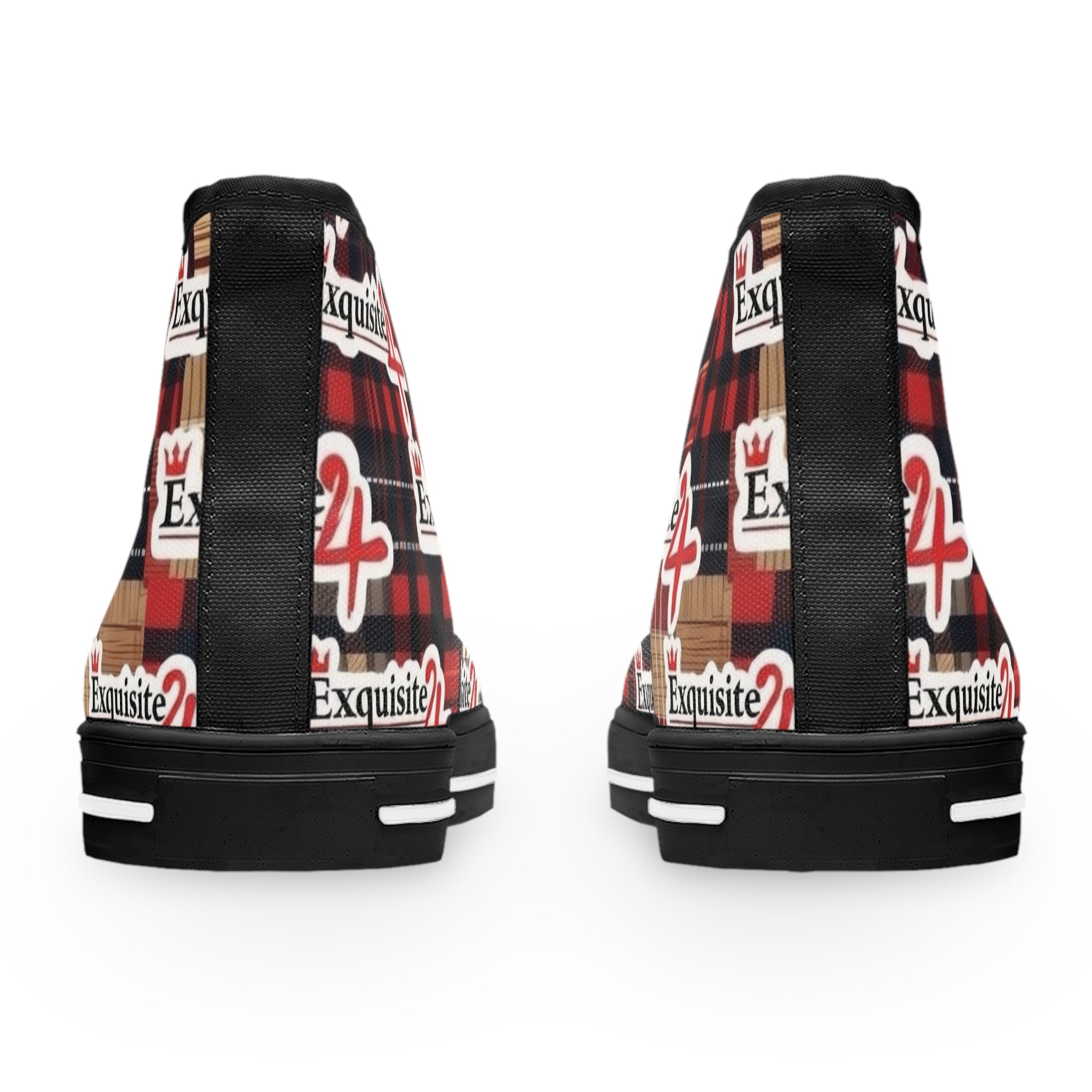 Plaid 'Exquisite 24’ High Top Sneakers — Women's Casual Retro Streetwear