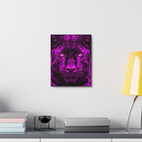 Purple Neon Panther Stretched Canvas – Vibrant Wall Art for Modern Rooms