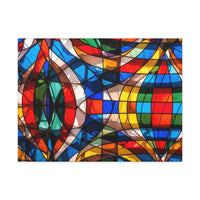 Stained Glass Abstract Stretched Canvas Print — Colorful Geometric Wall Art