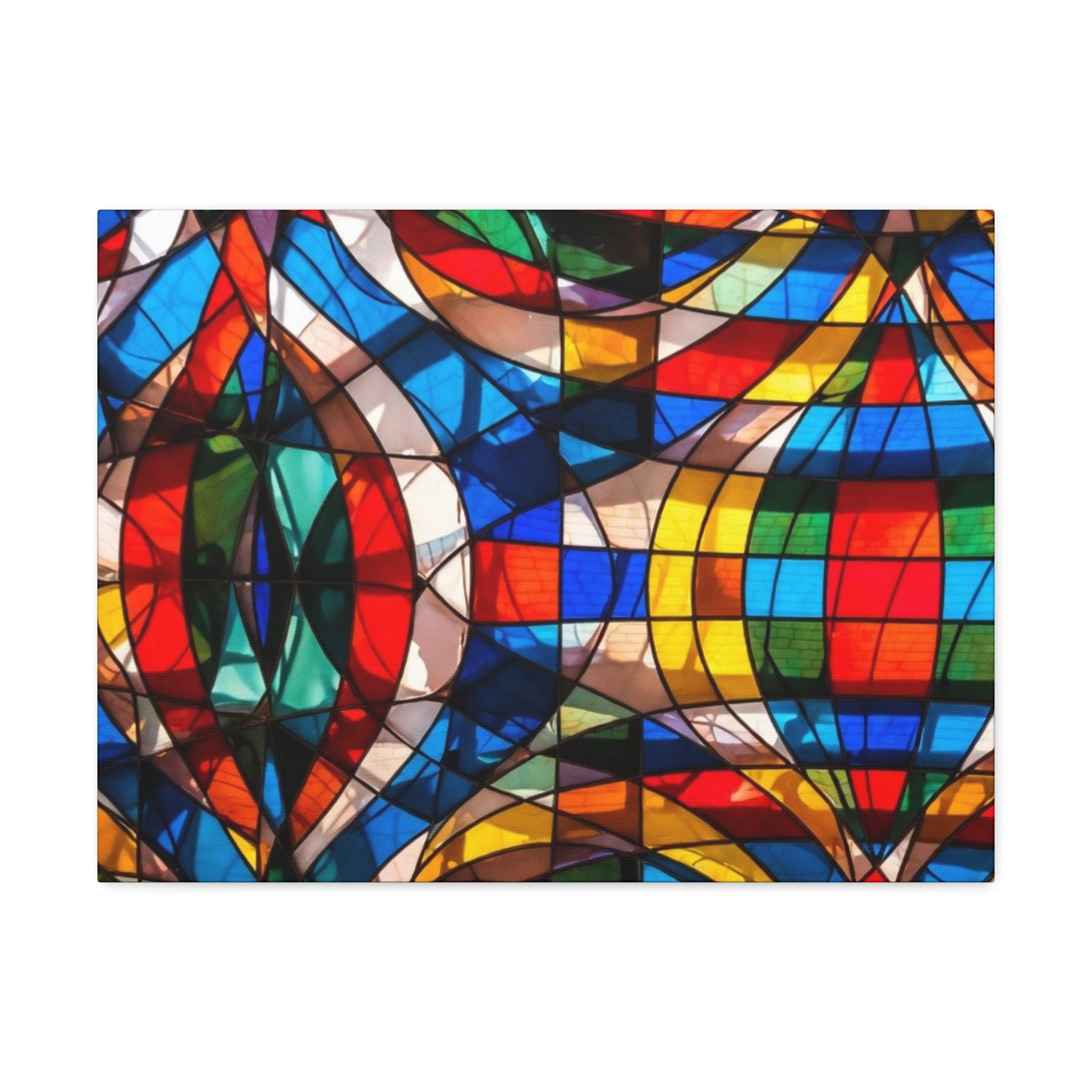 Stained Glass Abstract Stretched Canvas Print — Colorful Geometric Wall Art