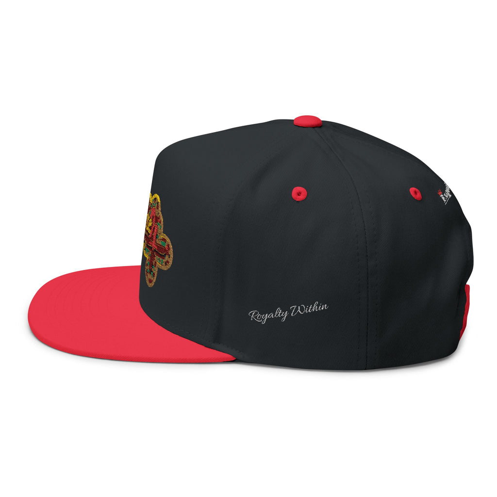 Embroidered 'Exquisite 24' Flat Bill Cap — Kente-Inspired Patch Snapback