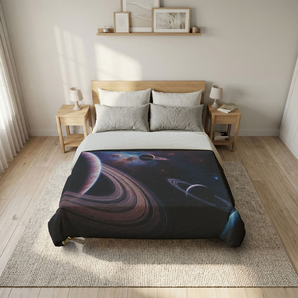 Galaxy Planets Duvet Cover — Cosmic Space Bedding for Kids & Adults