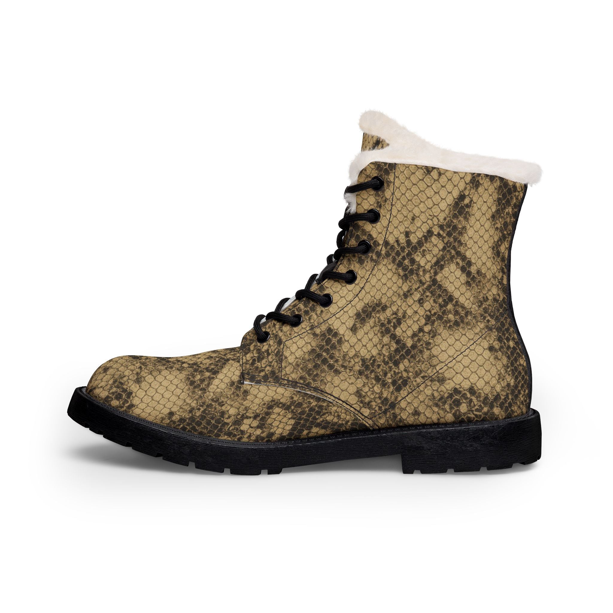 Women's Snakeprint Fur-Lined Leather Boots