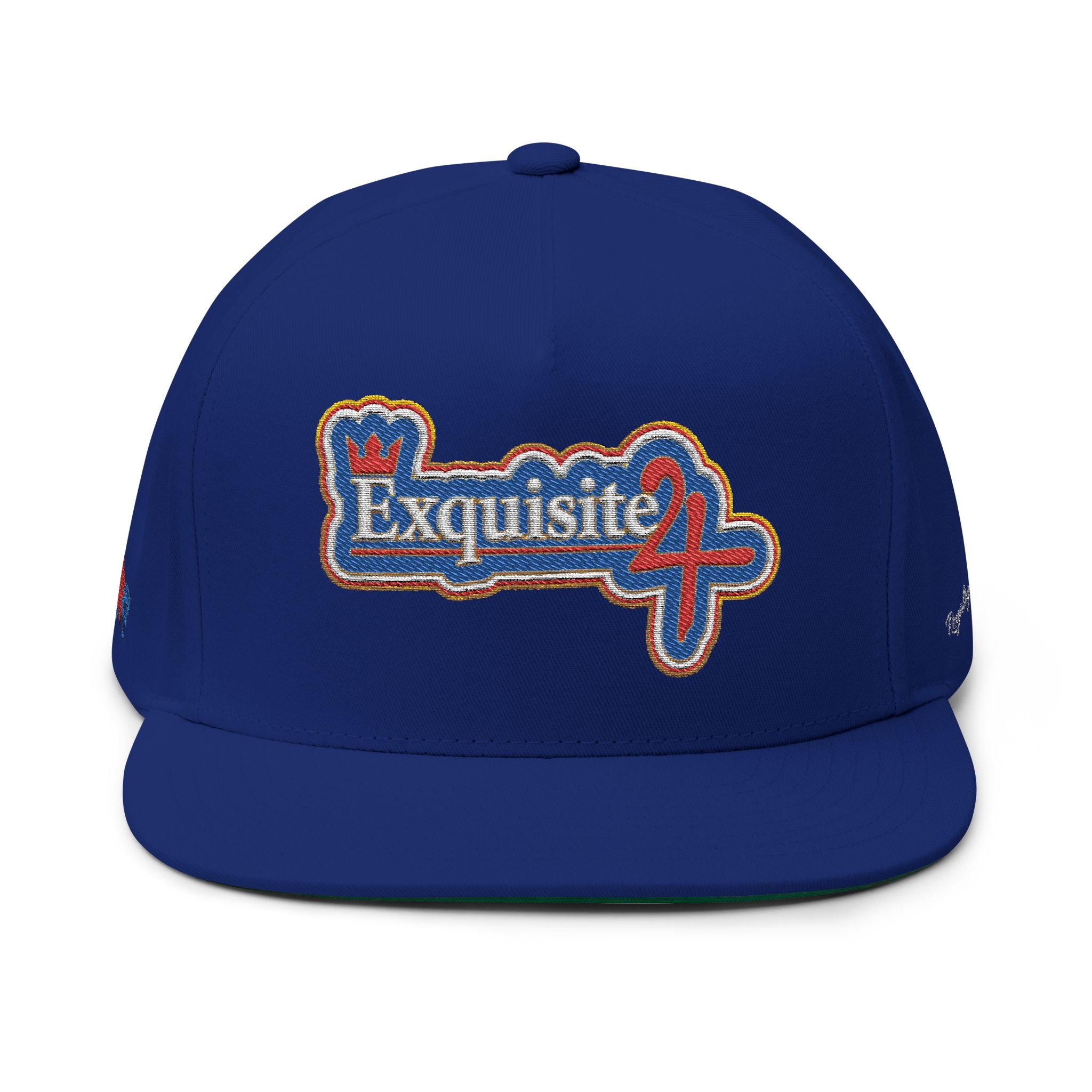Exquisite 24 Embroidered Flat Bill Cap — Vintage Sports Logo Snapback