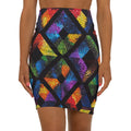 Rainbow Geometric Snake-Print Pencil Skirt