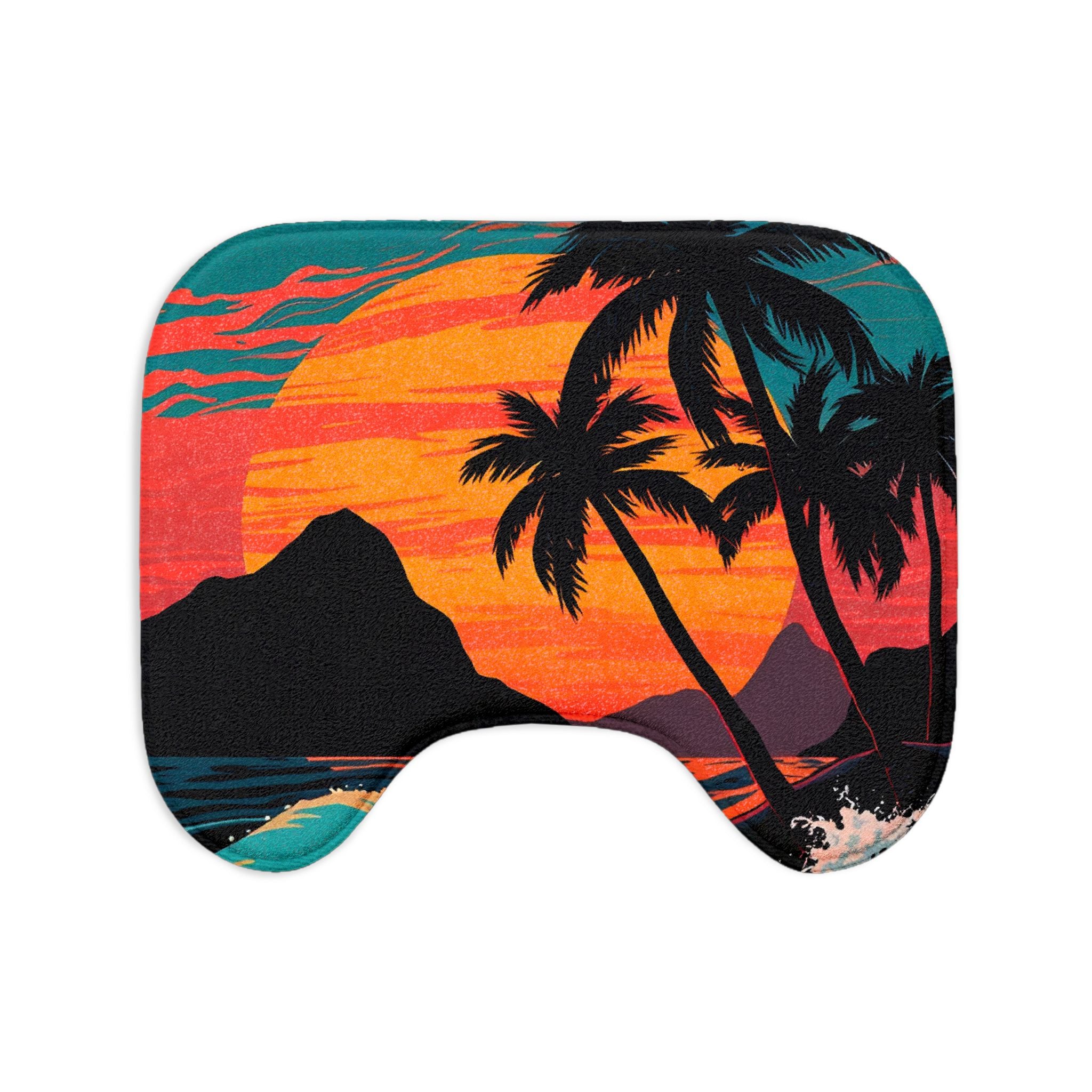 Tropical Sunset Toilet Seat Cover Set – 3-Piece Beach Bath Decor