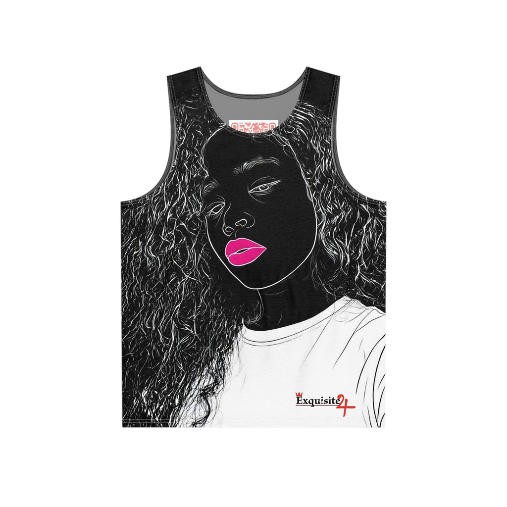 Black Graphic Men’s Tank Top — Femme Fatale Pink Lips Outline