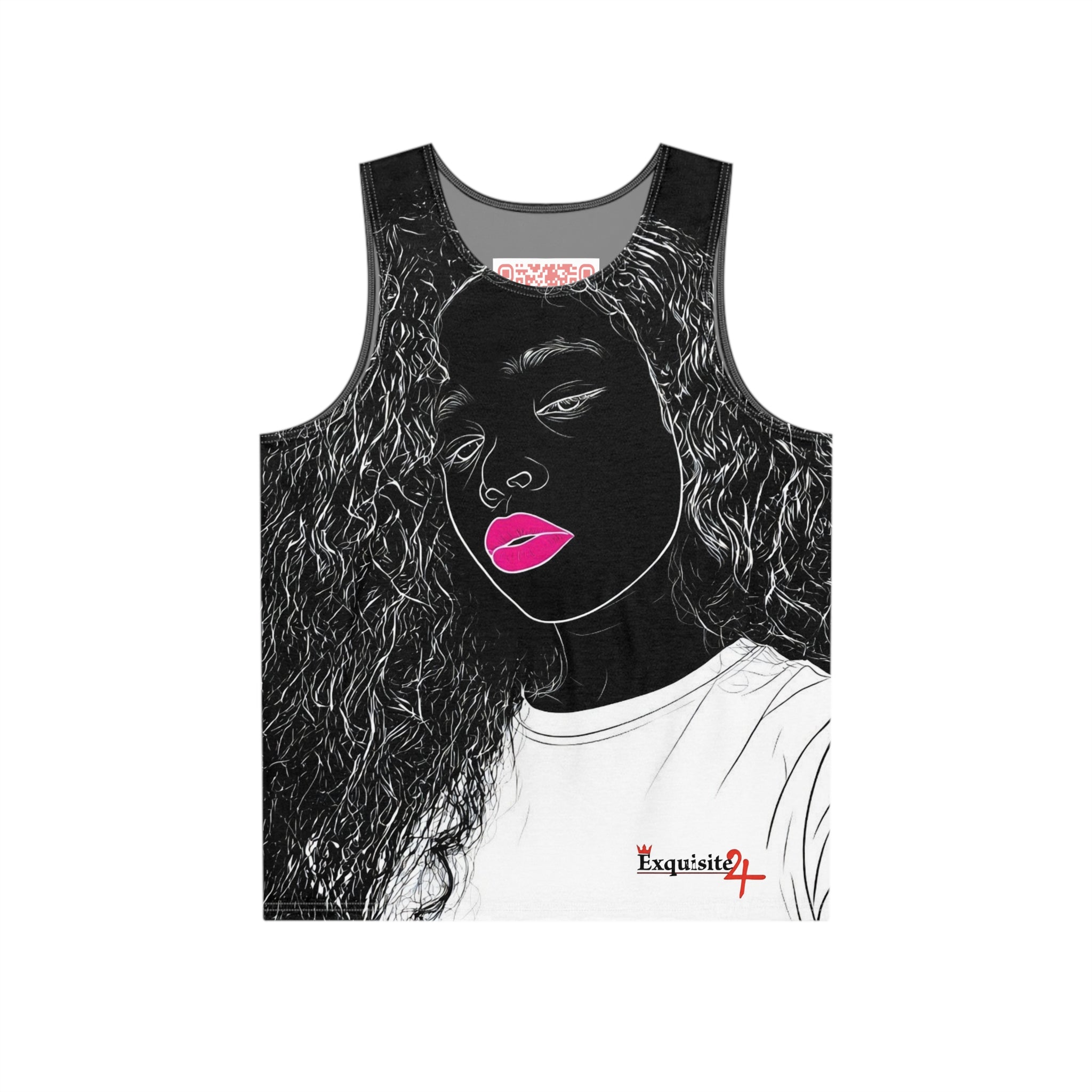 Black Graphic Men’s Tank Top — Femme Fatale Pink Lips Outline