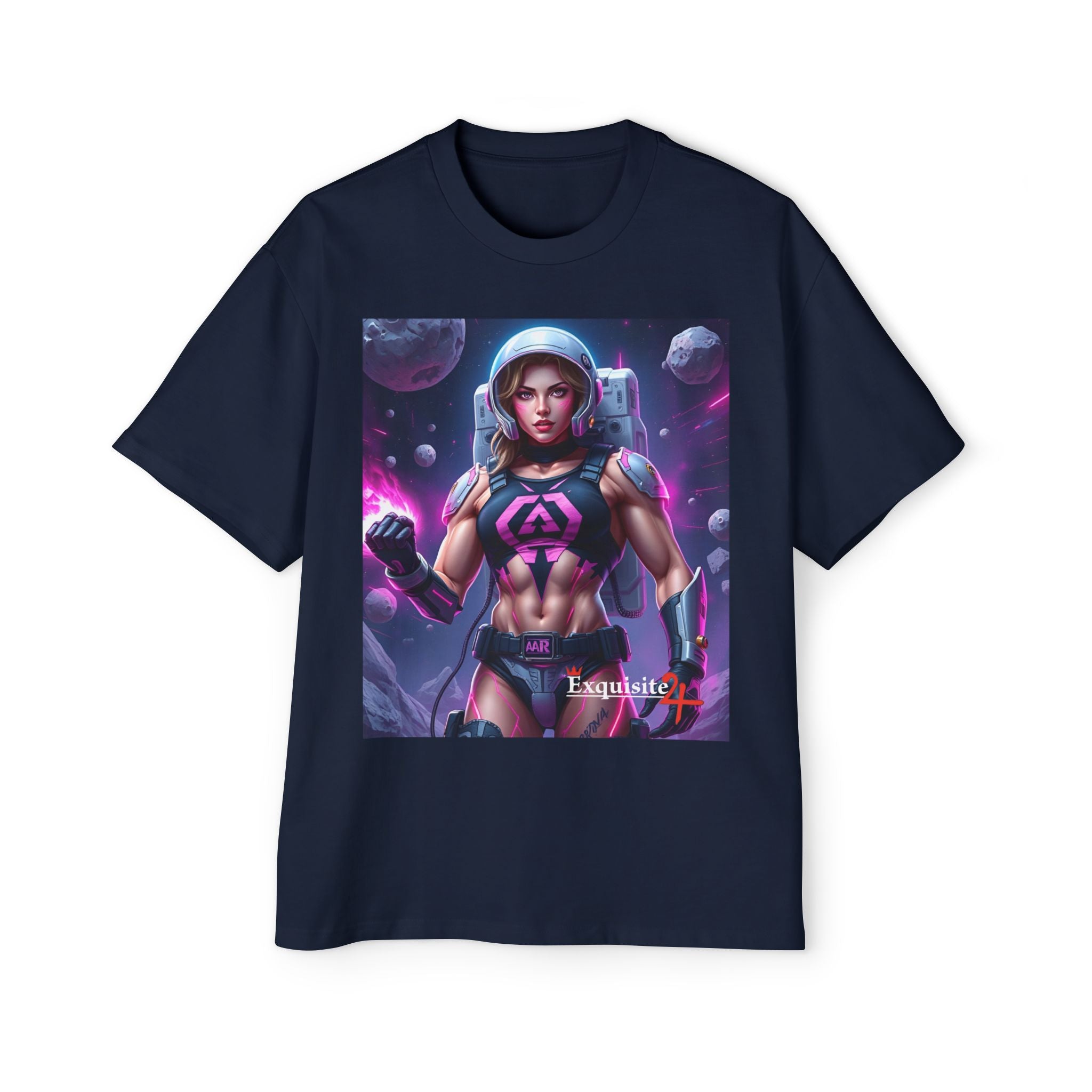 Astronaut Warrior Graphic Tee — Men's Sci‑Fi Space Gamer Oversized Shirt