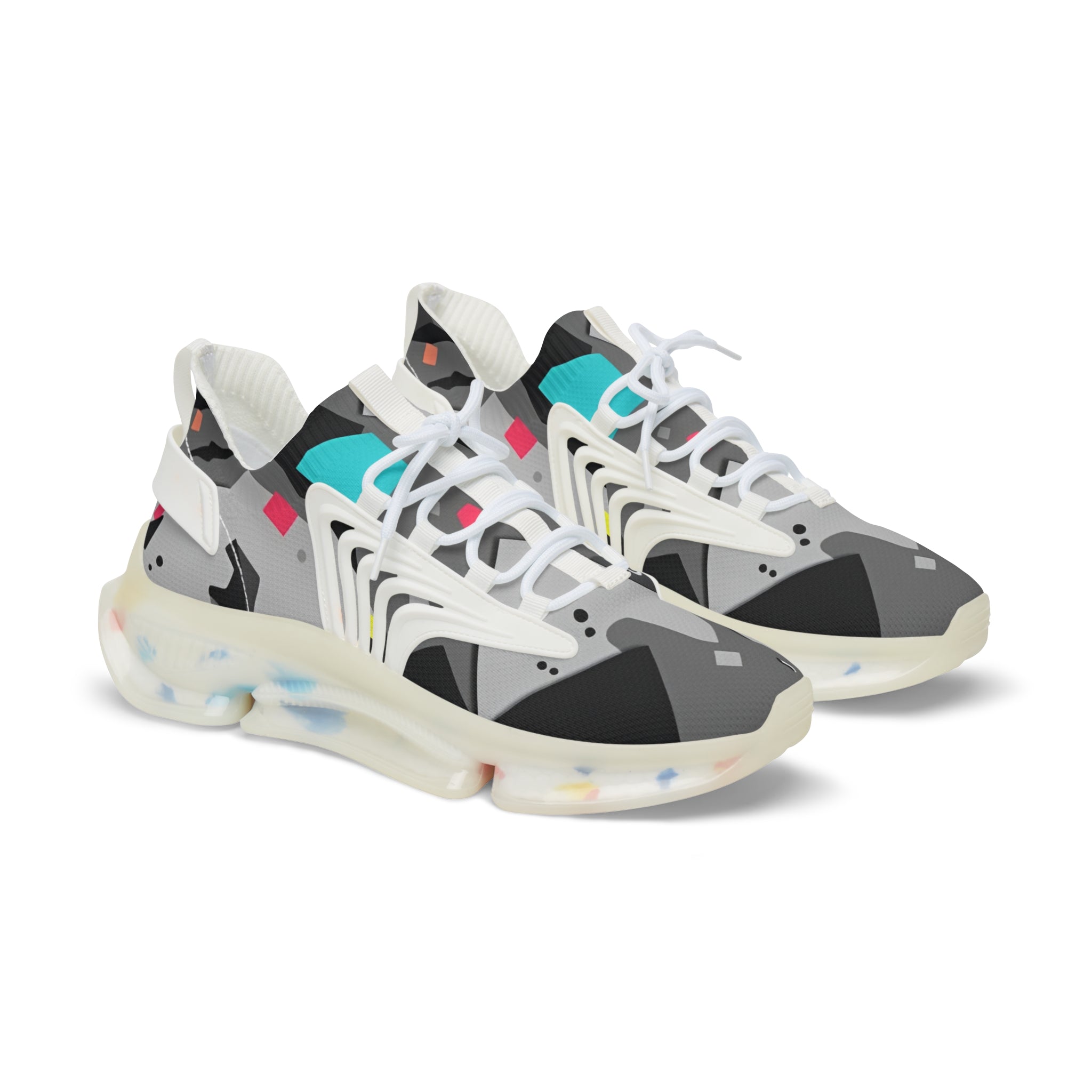 Blue Geometric Mesh Sneakers