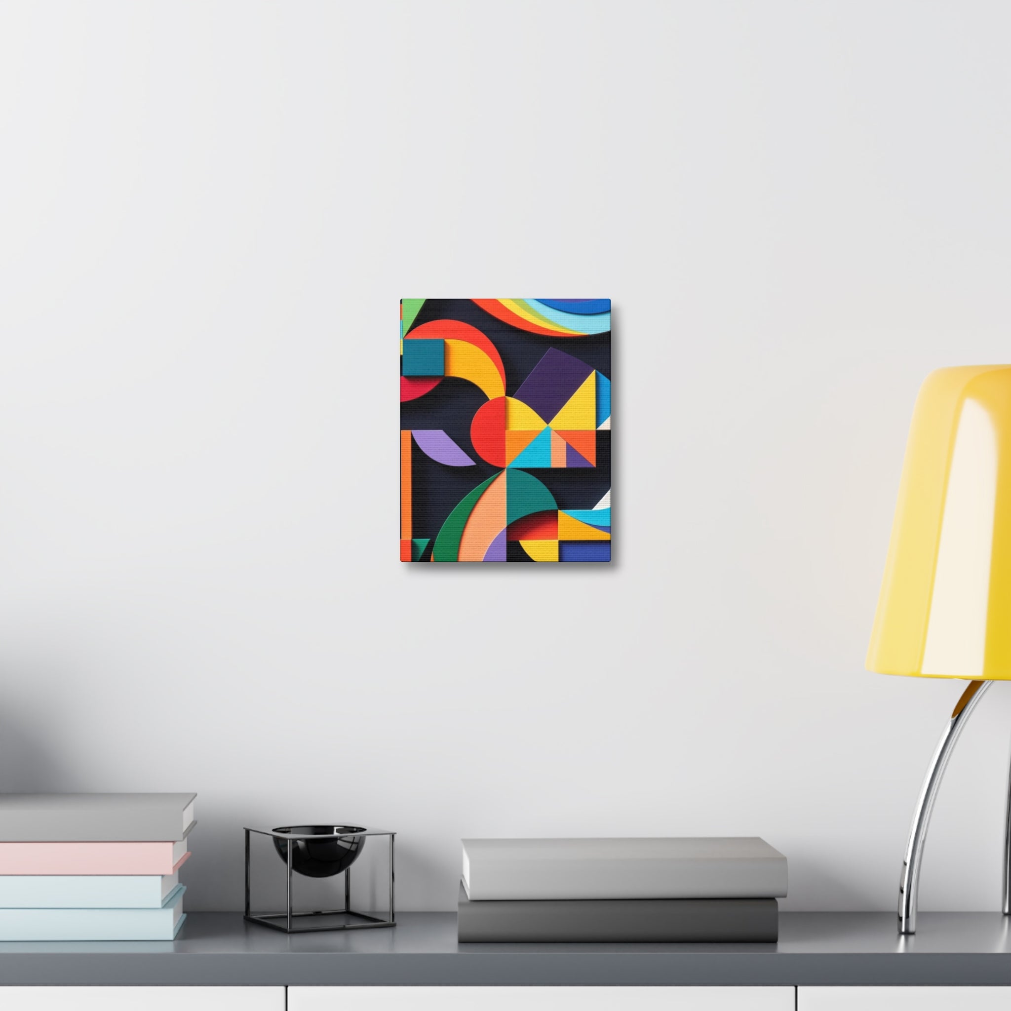 Abstract Geometric Stretched Canvas – Colorful Modern Wall Art