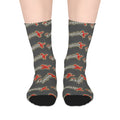 Exquisite 24 Logo Mid-Length Socks — Gray Patterned Crew Socks