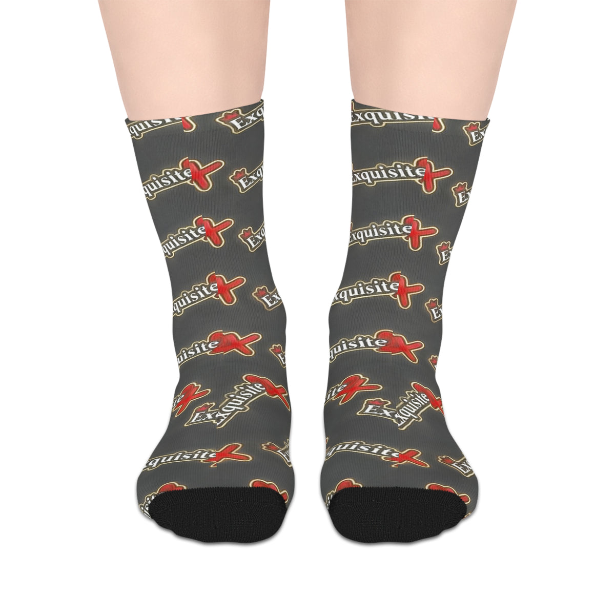 Exquisite 24 Logo Gray Mid-Length Socks