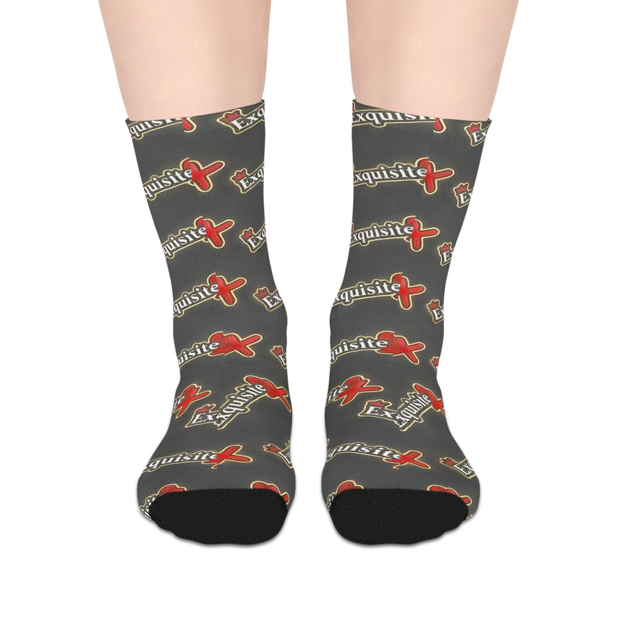 Exquisite 24 Logo Gray Mid-Length Socks