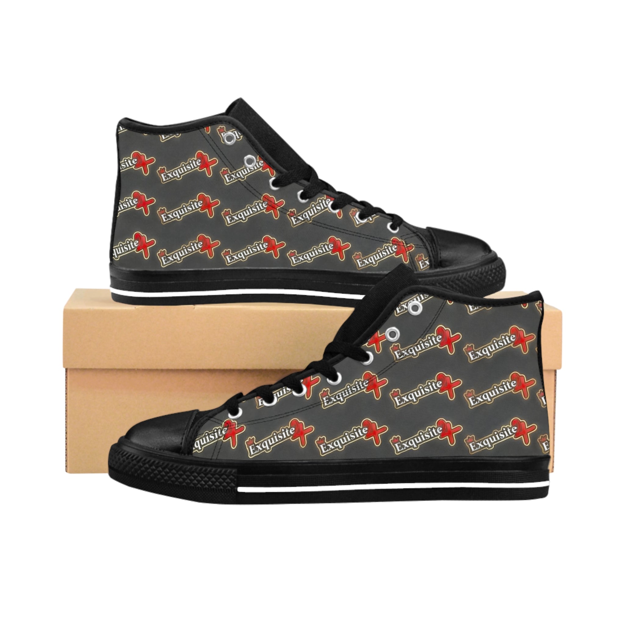 High-Top Sneakers — Retro Logo Pattern Men’s Classic Sneakers