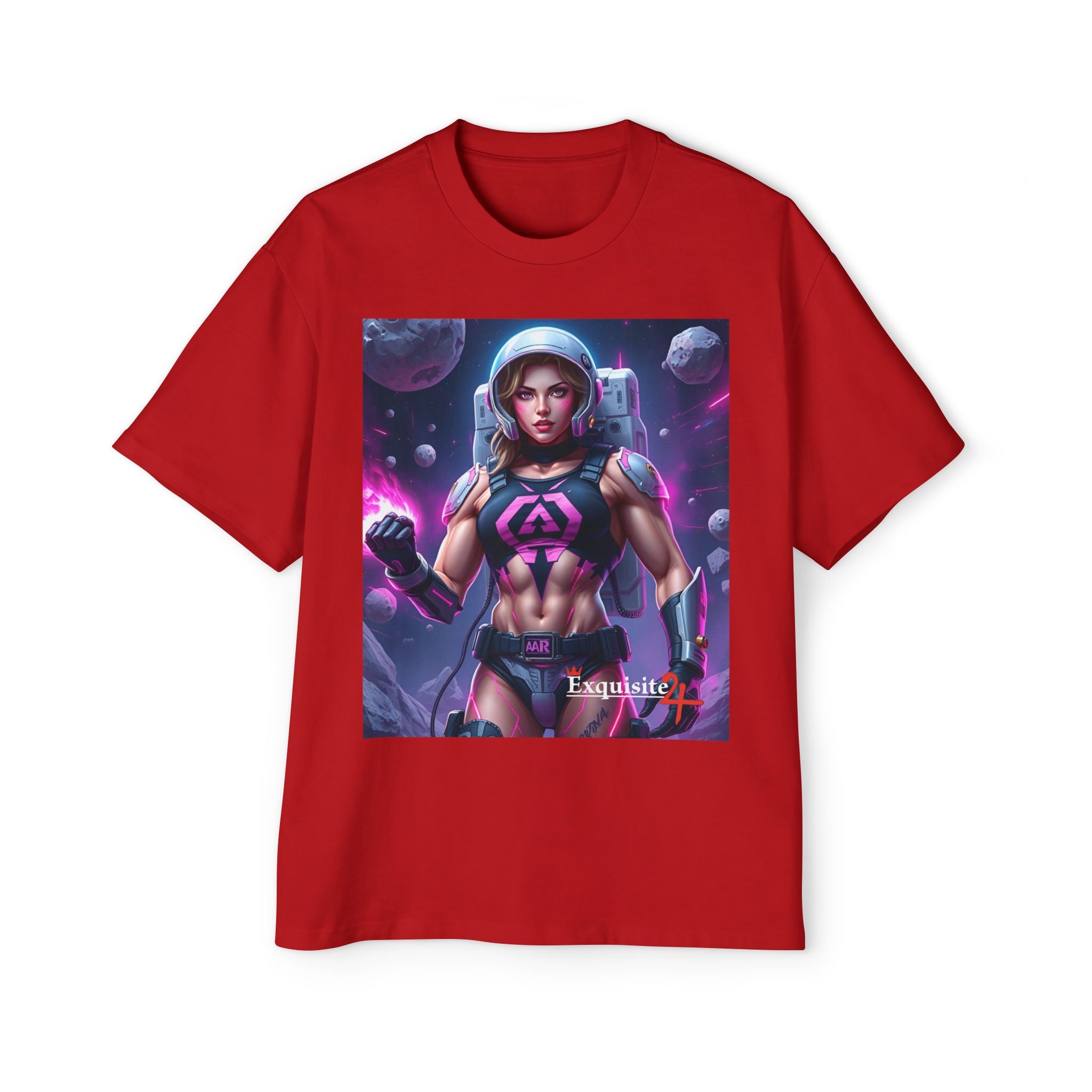 Astronaut Warrior Graphic Tee — Men's Sci‑Fi Space Gamer Oversized Shirt