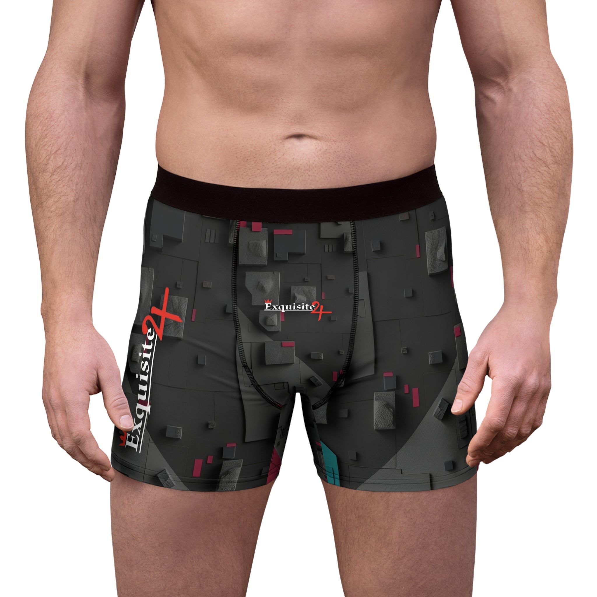 Exquisite 24 Geo Logo Boxer Briefs — Men's Patterned All-Over-Print Underwear
