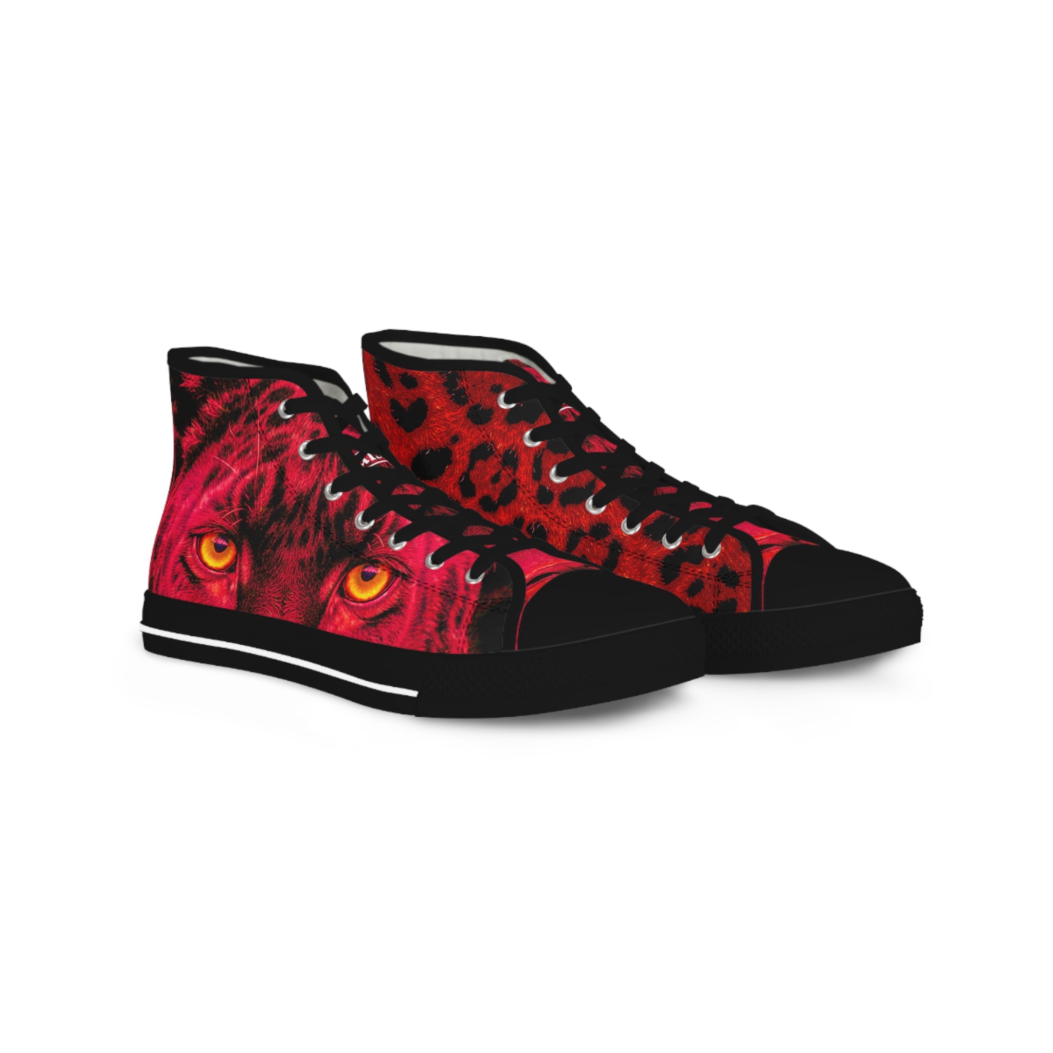 Red Leopard Eyes High Top Sneakers — Bold Men's Statement Shoes