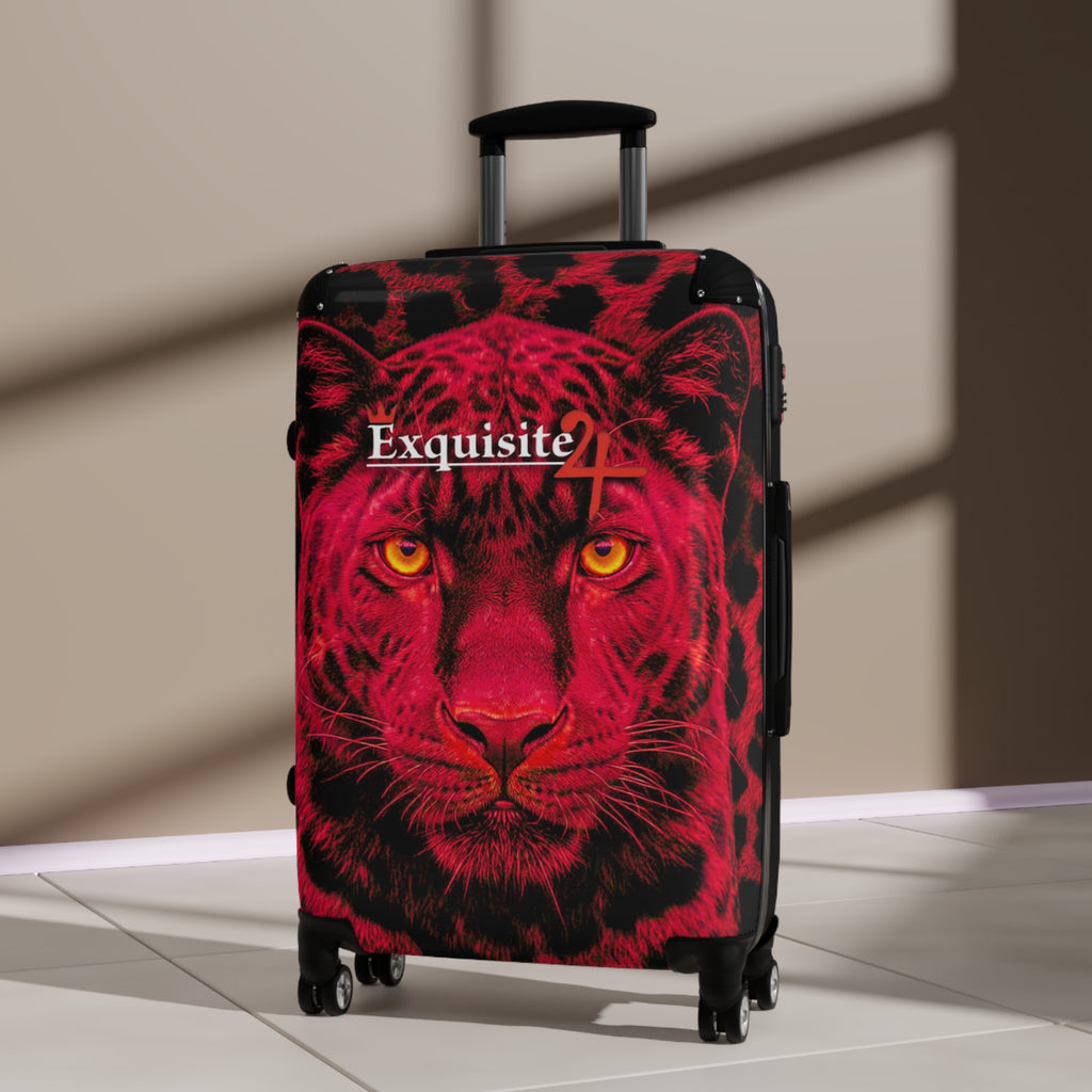 Exquisite 24 Red Leopard Carry-On Suitcase — Bold Animal Print Luggage