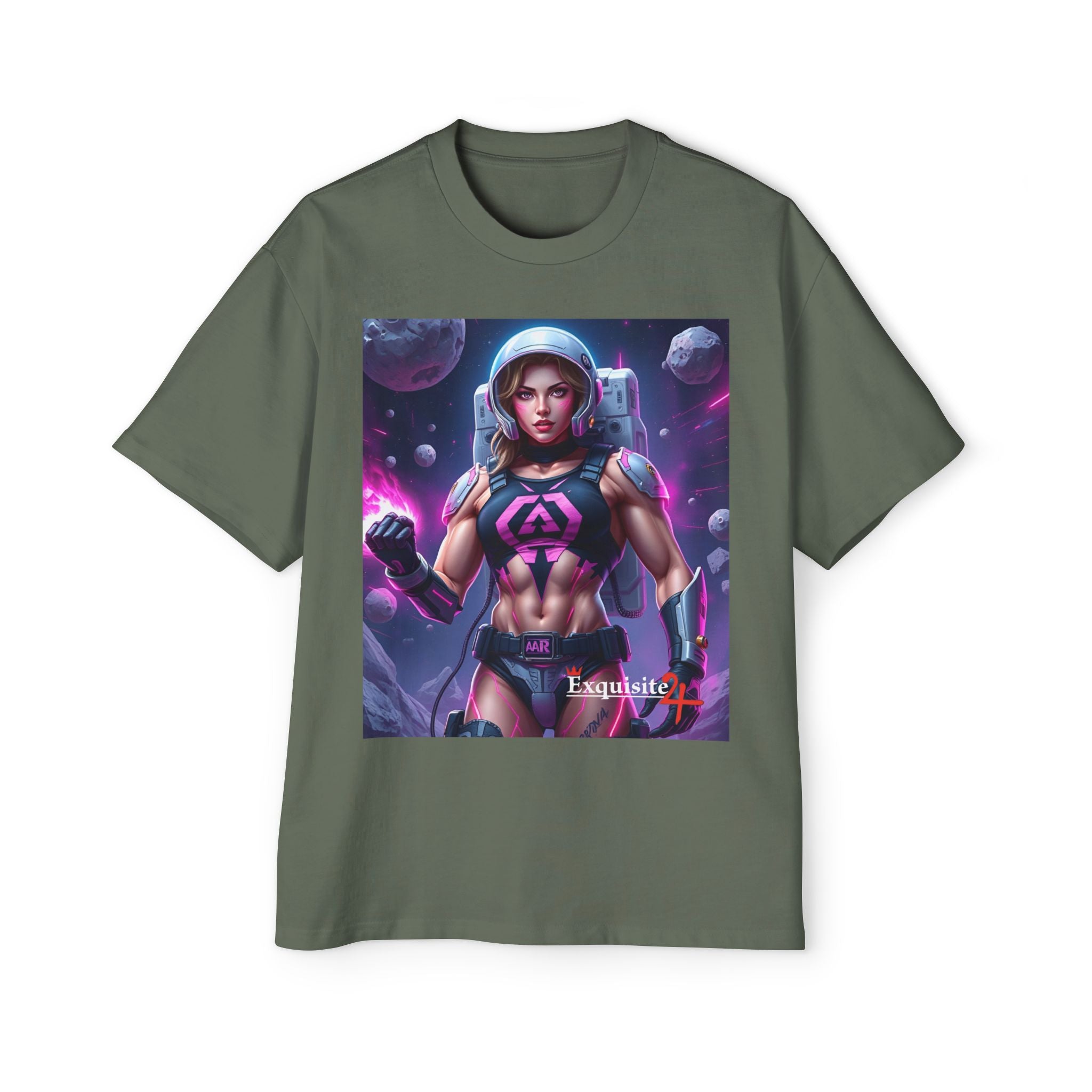 Astronaut Warrior Graphic Tee — Men's Sci‑Fi Space Gamer Oversized Shirt