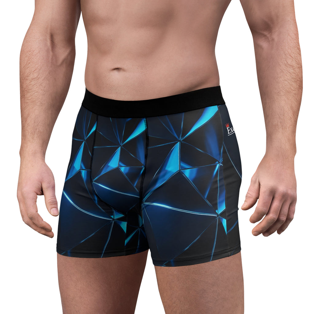 Men's Geometric Blue Prism Boxer Briefs — All-Over Print