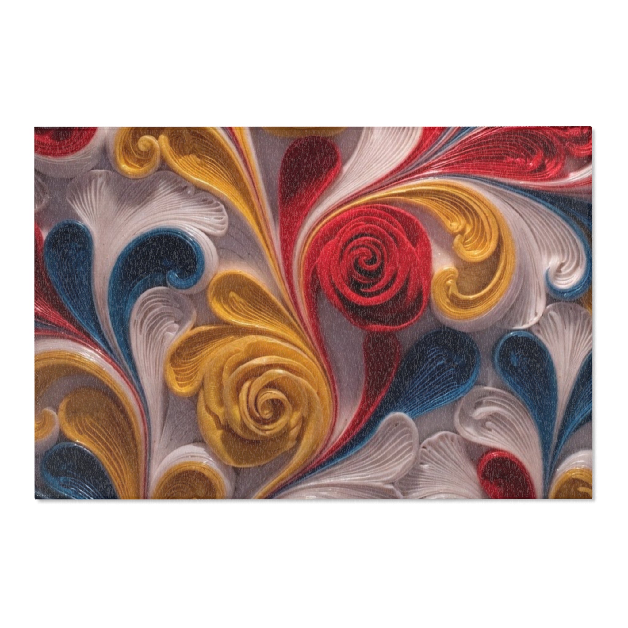 Abstract Floral Swirl Area Rug — Colorful Boho Decorative Accent Rug