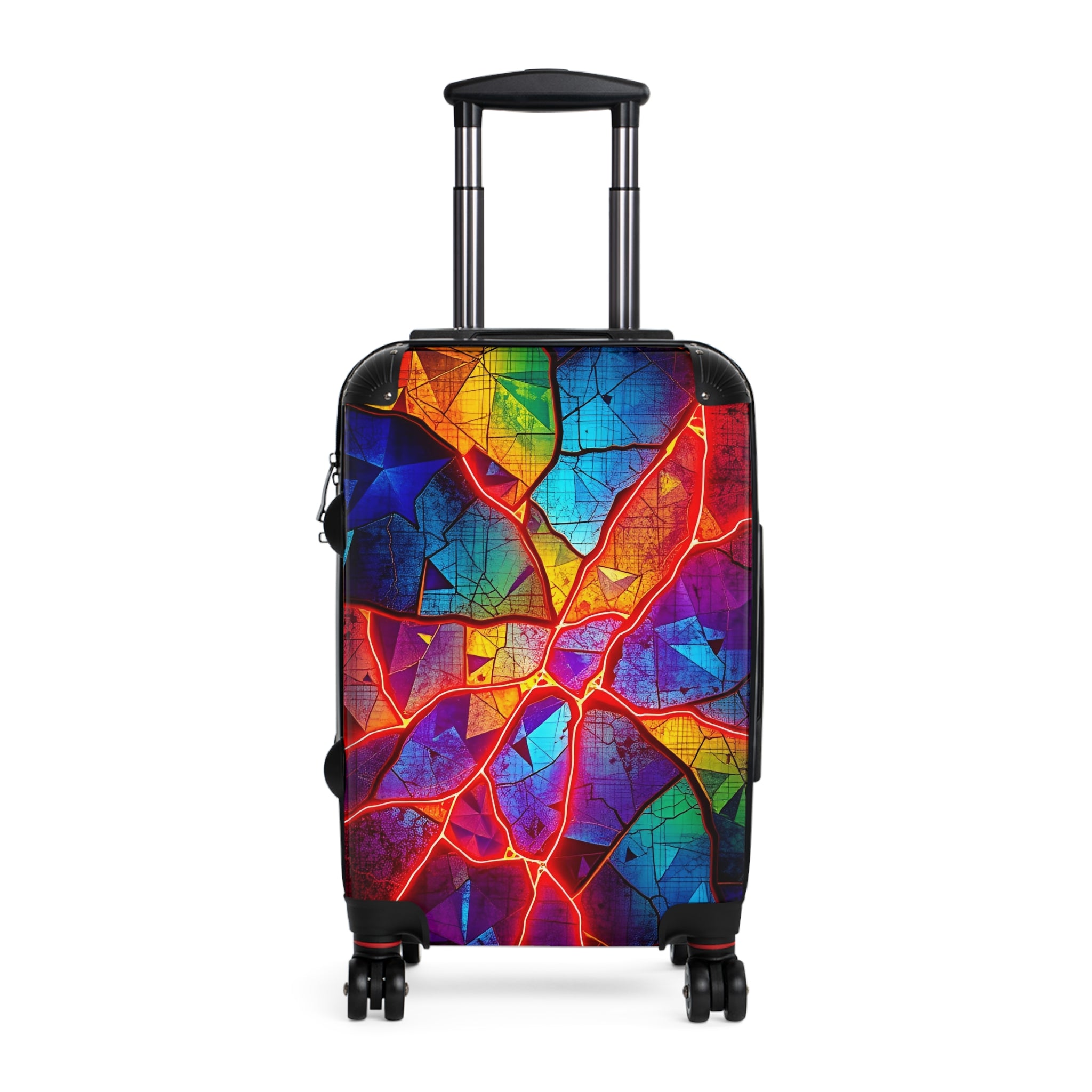 Colorful Cracked Glass Carry-On Suitcase — Vibrant Abstract Travel Luggage